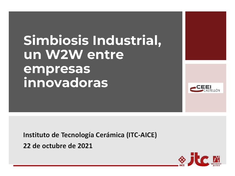 Ponencia de Mnica Vicent durante el Focus Pyme "Simbiosis Industrial, un W2W entre empresas innovadoras"