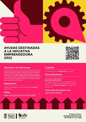 Ayudas a la inicitiva emprendedora 2022 en Quart de Poblet