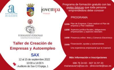 Taller de Creacin de Empresas y Autoempleo en Sax