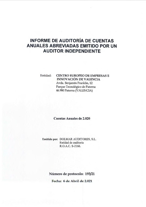 Informe Auditora CEEI VLC 2020