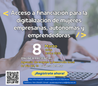 Taller: Acceso a financiacin para la digitalizacin de mujeres empresarias , autnomas y emprendedoras.