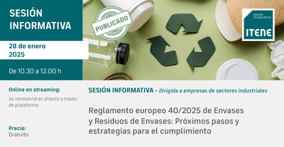 Nueva Sesin informativa  Reglamento europeo 40/2025 de Envases y Residuos de Envases