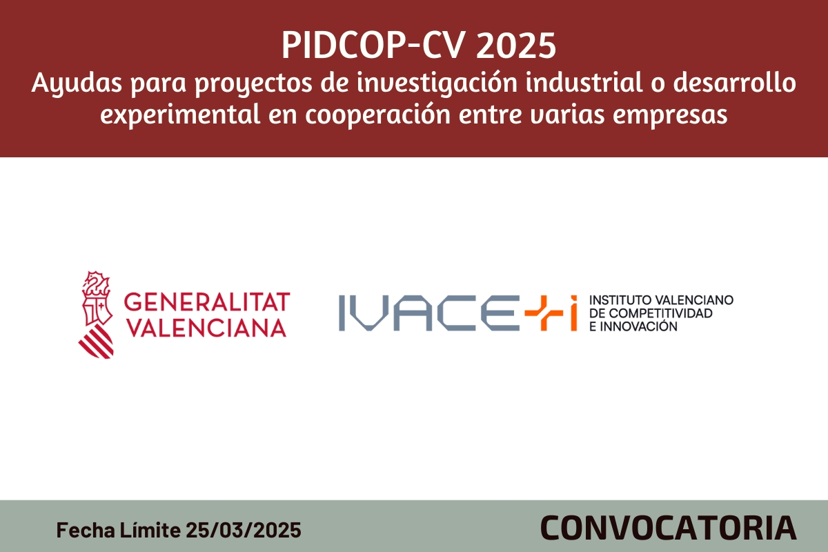 PIDCOP-CV 2025: Ayudas para proyectos de investigacin industrial o desarrollo experimental en cooperacin entre varias empresas