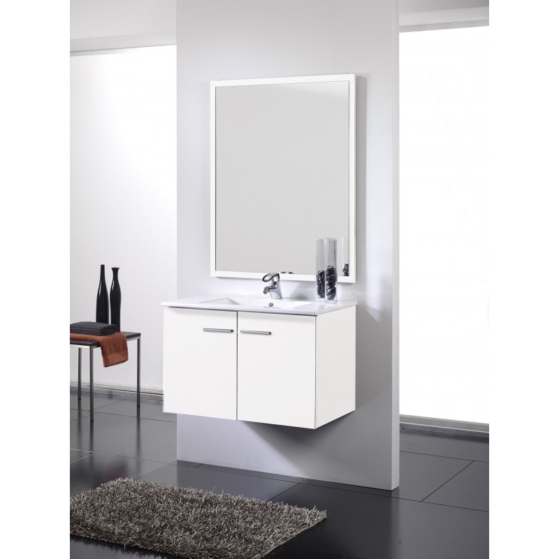 Mueble de bao blanco-2 puertas-Suspendido. Incluye Lavabo (Ref: queen108bl)