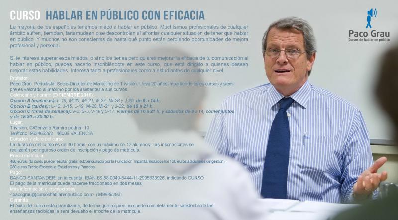 Convocatoria de cursos 'Aprende a hablar en pblico' mes de diciembre