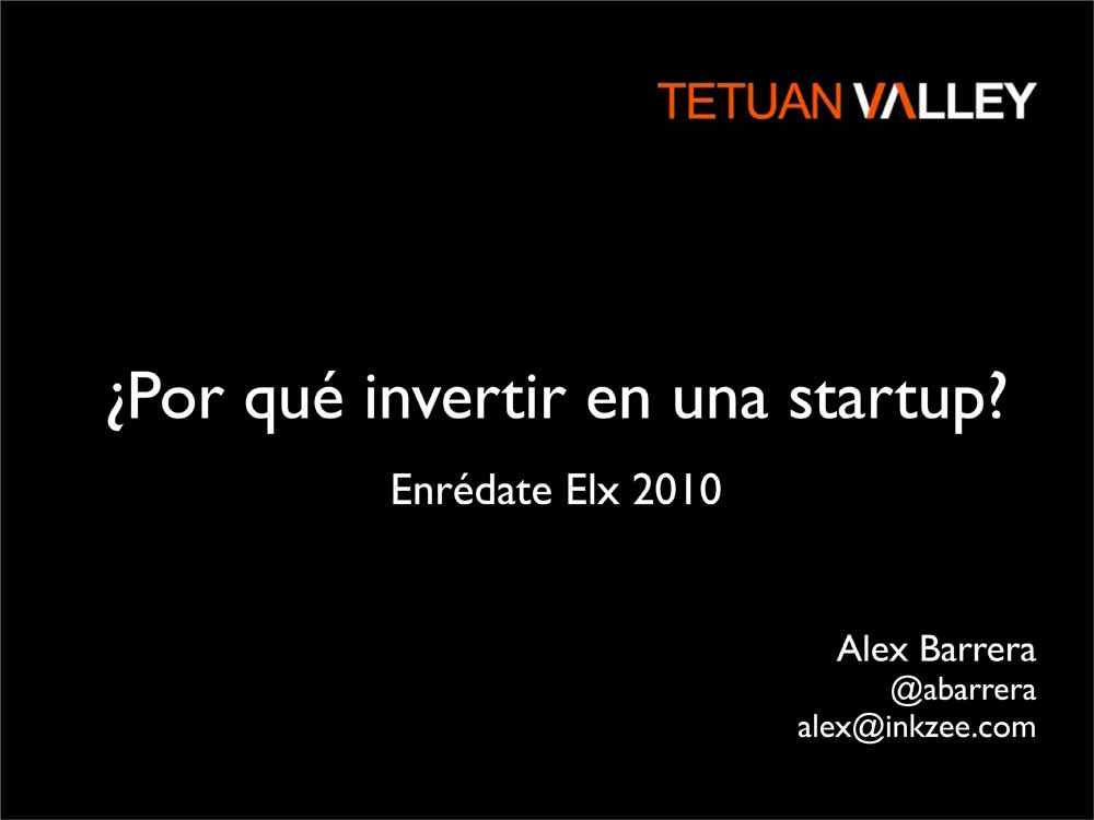Cartula o portada ponencia "Por qu invertir en una Start up"