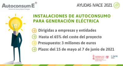 Ayudas destinadas al fomento de instalaciones de autoconsumo elctrico para empresas y entidades 2021