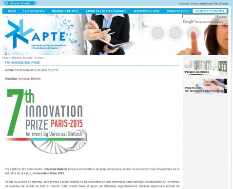  Innovation Prize 2015 - Proyectos Innovadores en la Industria de la Salud