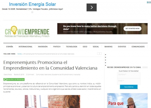 Emprenemjunts como ejemplo de promocin del emprendimiento