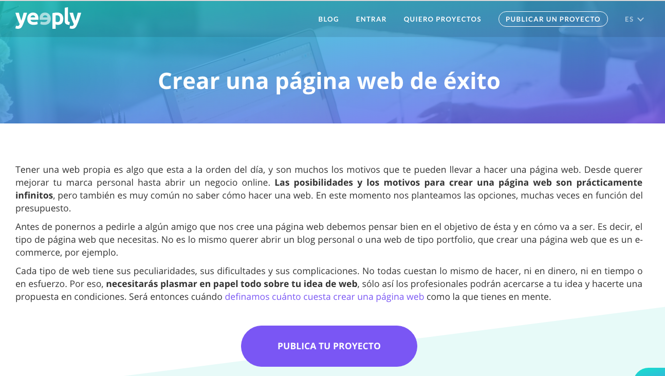 Crear una pgina web de xito | Yeeply