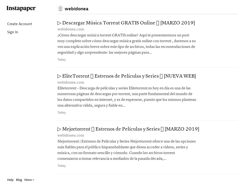 Webidonea en Instapaper