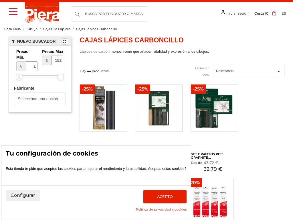 Cajas de lpices de carboncillo - Casa Piera